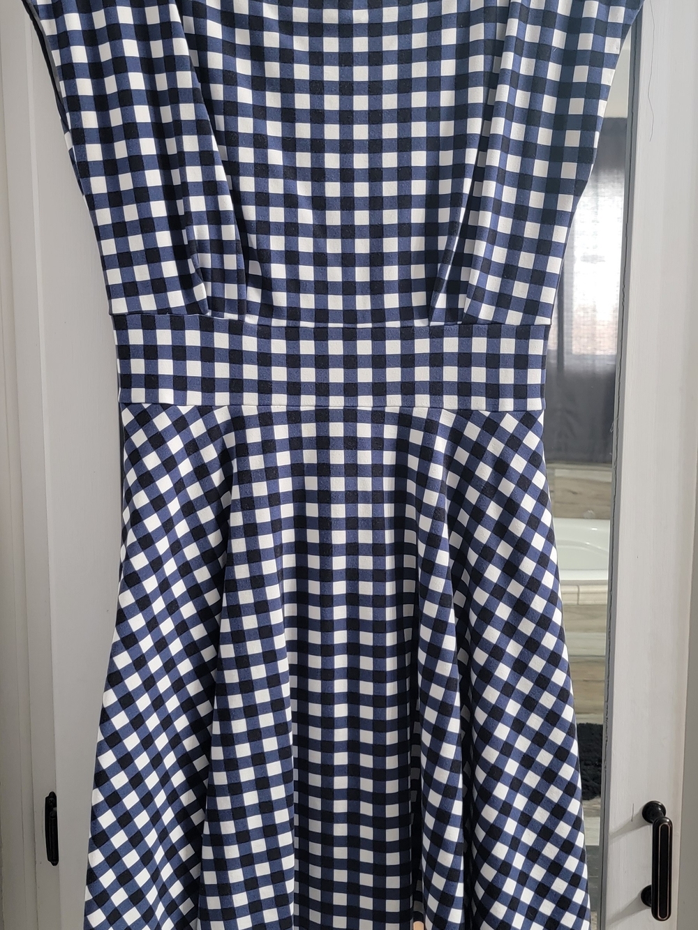 Kate Spade Navy and White Gingham Fit-and-Flare Dress